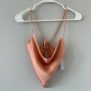 Hemline satin crop top